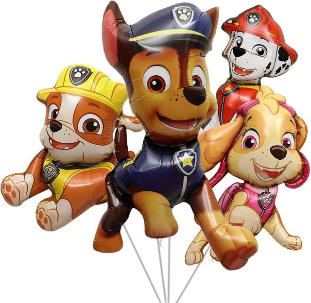 Paw Patrol Rettungshunde Chase, Aluminium Folie Ballon, 4-teiliges Set - Bild 1