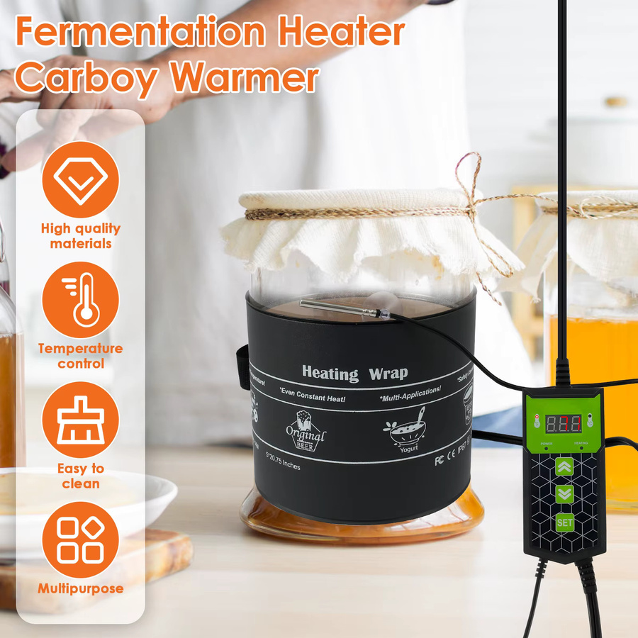 Willstar Fermentations-Heizkissen mit Glasgefäß in Schwarz, 110 V, 15 W, präzise Temperaturregelung für Teigfermentation - Bild 2