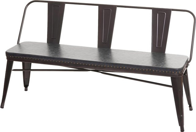 MCW 3er Sitzbank MCW-H10 im Chesterfield Industrial Design aus Kunstleder, Schwarz-Grau, B/T/H: 260 x 56 x 80 cm - Bild 1