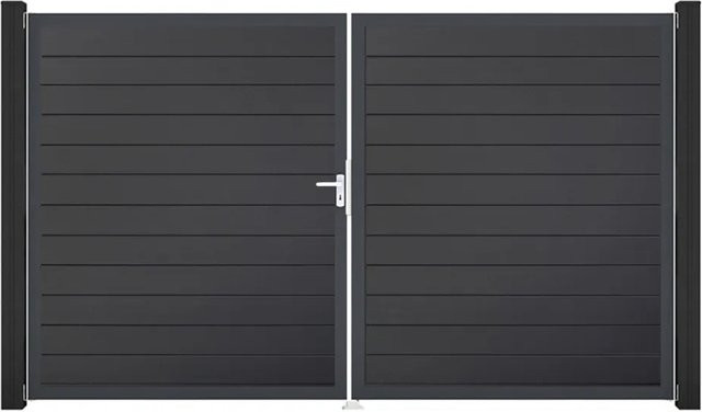 GroJa Tor Basicline 2-flügelig Schmal Anthrazit B: 306 cm, H: 180 cm DIN Links - Bild 1