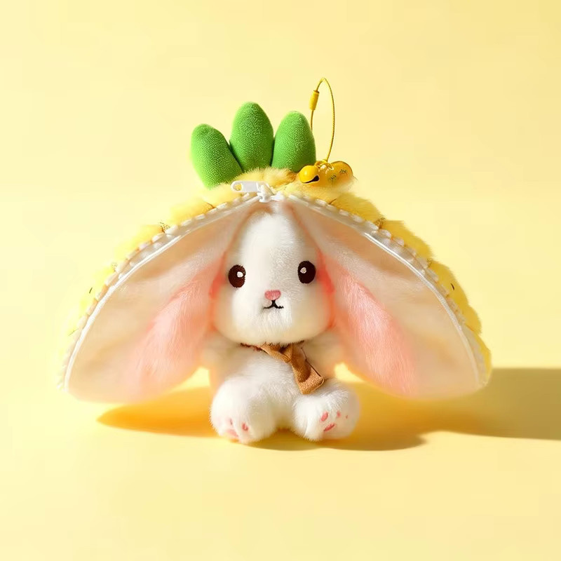 pangcangshu Transformierbarer Erdbeer-Kaninchen-Frucht-Tier-Plüschtier-Schlüsselanhänger, 13 cm - Bild 1
