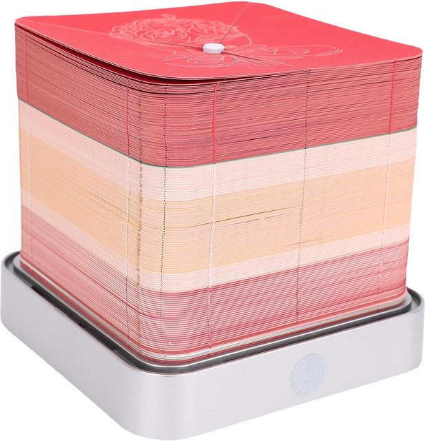 3D Rosenstrauß Notizblock mit Licht und 2026 Kalender, rote Papierschnitzerei Skulptur als Desktop-Dekor - Bild 1