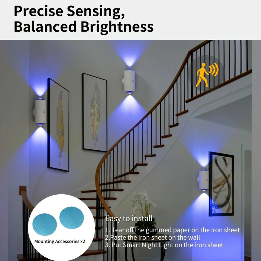 YJMP Super Lighting LED Nachtlicht mit Bewegungssensor, RGB Farben wechselnd, kabellose magnetische Wandleuchte, wiederaufladbar, Sonnenuntergangslampe für Schlafzimmer und Wohnzimmer, weißgold - Bild 2