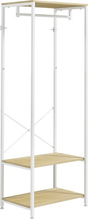 HOMCOM Garderobenschrank mit Schuhregal im Industrie Stil, Flurmöbel aus Holzoptik und Metall, Hellbraun und Weiß, B: 60 cm, T: 40 cm, H: 167,5 cm