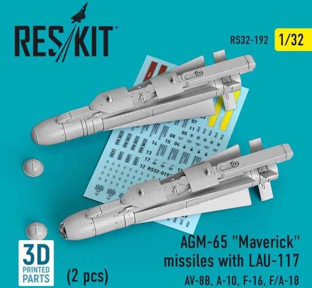 ResKit Models AGM-65 Maverick missiles mit LAU-117, 2-teiliges Set, 3D Printed - Bild 1