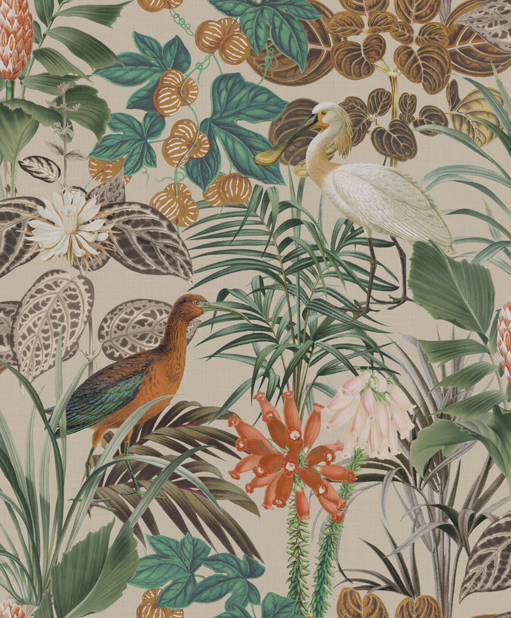 Omexco Tapete The Wading Birds Mural in Multicolour mit Tier- und Pflanzenmotiven - Bild 1