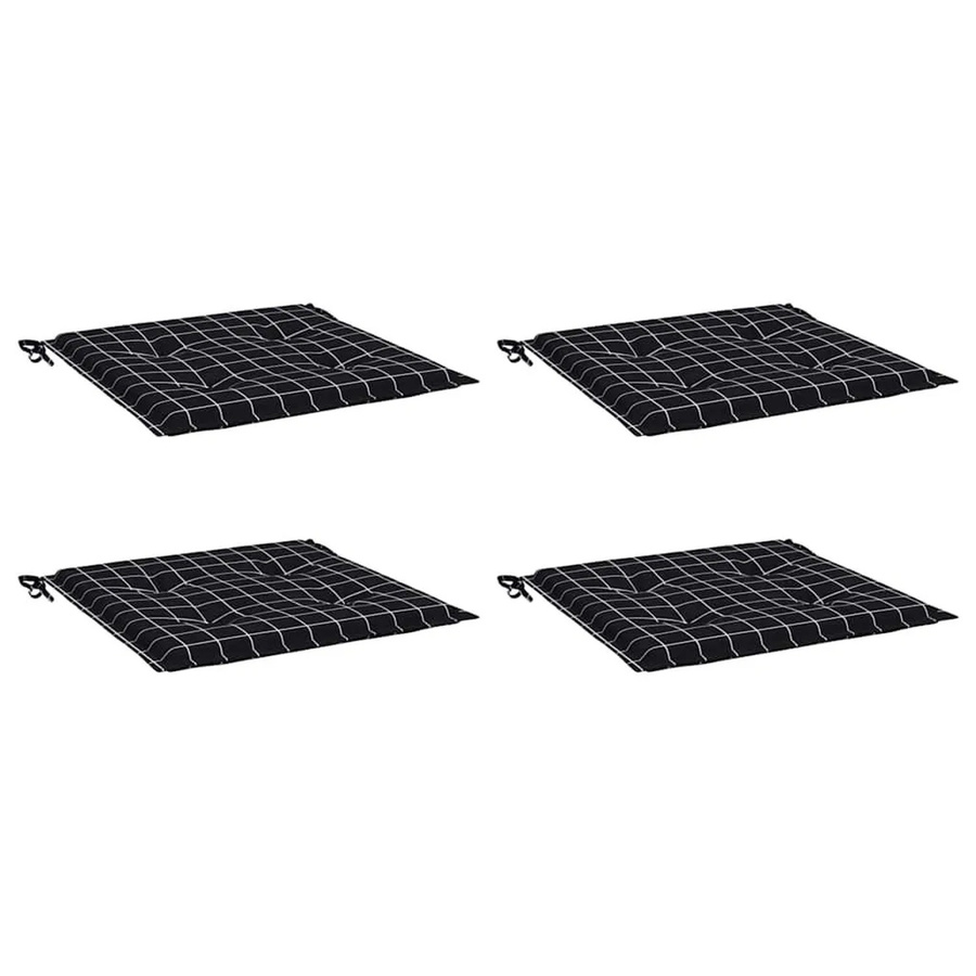 vidaXL Gartenstuhl-Kissen 4er-Set Schwarz-weiß Karomuster aus Oxford-Gewebe, B/T/H: 40 x 40 x 4 cm - Bild 2