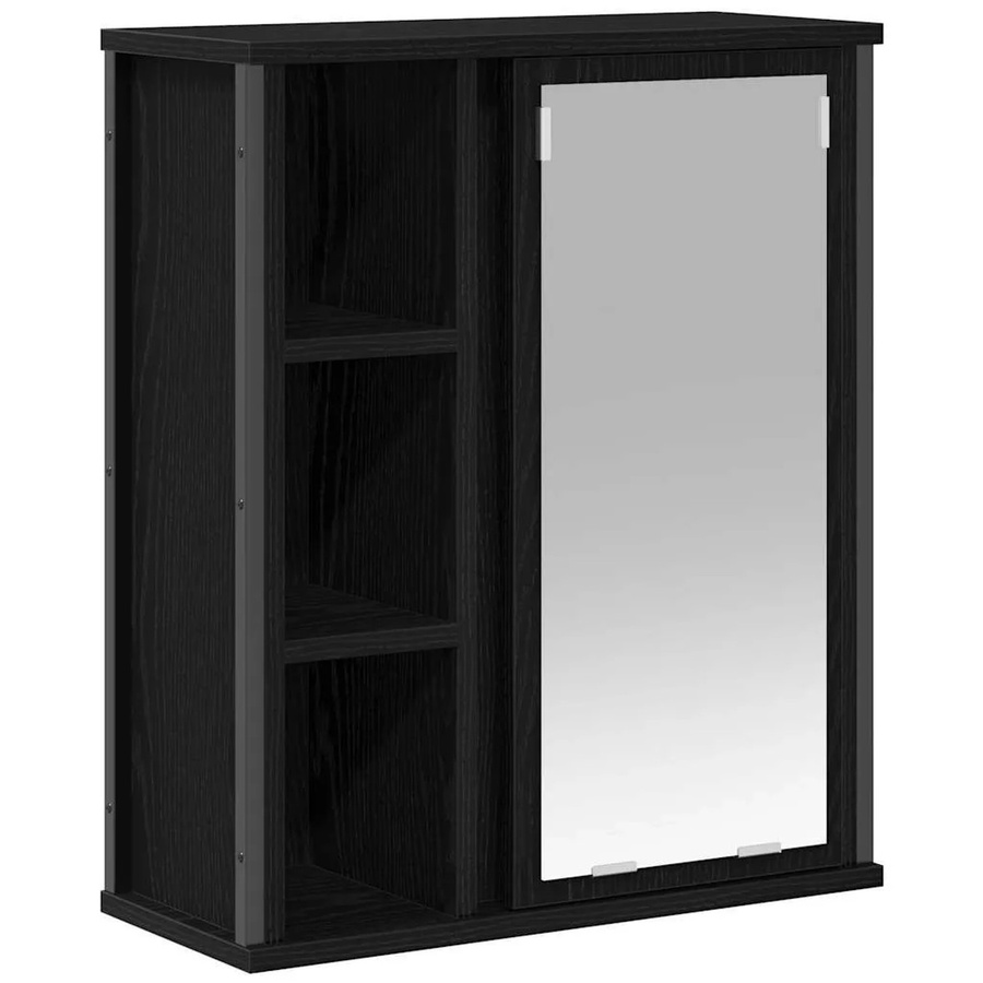 vidaXL Bad-Wandschrank mit Spiegel in Schwarz und Eichen-Optik, B/T/H: 50 x 21 x 60 cm - Bild 2