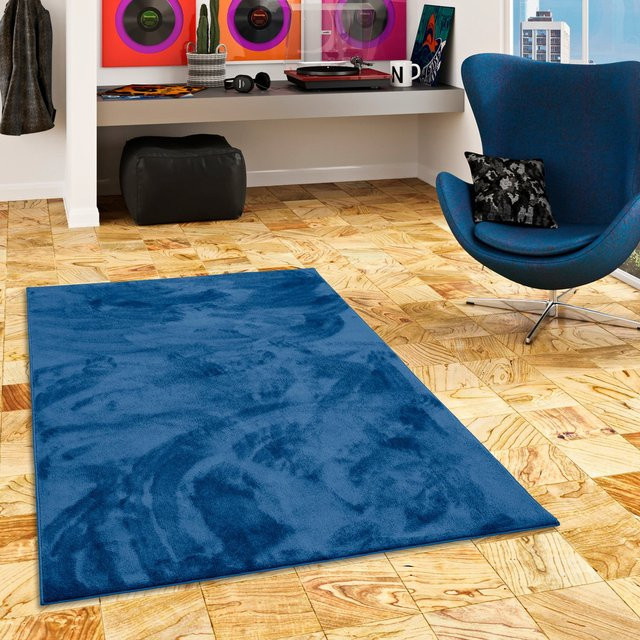 Pergamon Hochflor Langflor Teppich Melia Kids Blau Modern Abstract Super Soft - Bild 1