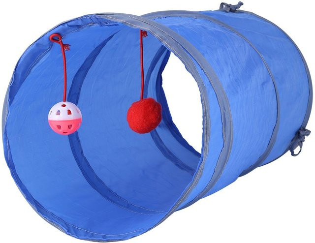 CosyHome Katzentunnel Spielröhre, mit Klingel und Plüschball, blau - Bild 1