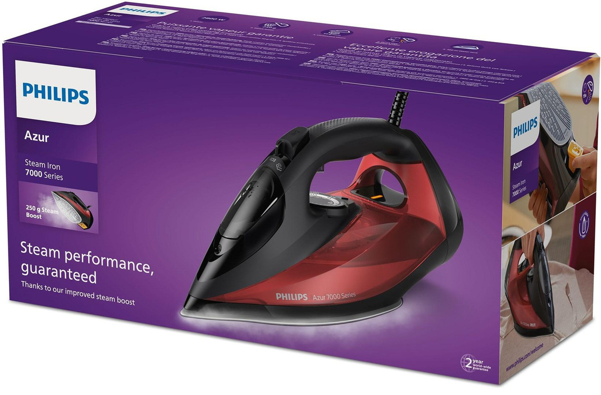 Philips Azur 7000 Series DST7022/40 Dampfbügeleisen 2800W Schwarz/Rot - Bild 4