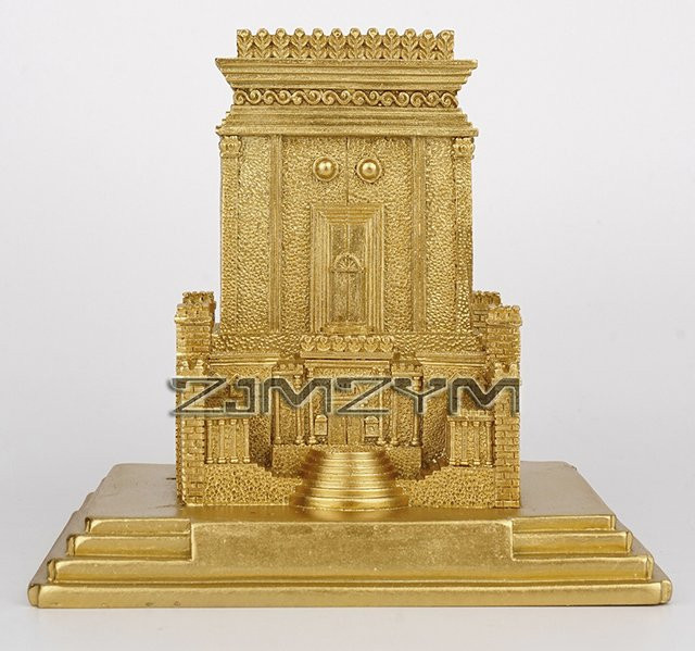 ZJMZYM Jüdische Tempel-Jerusalem-Replik auf Kupferbasis in Gold und Kupfer für deine Heimdekoration - Bild 1