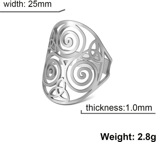 YULIN Triskele Triskelion Ring Edelstahl, Silber, Damen, verstellbar - Bild 1