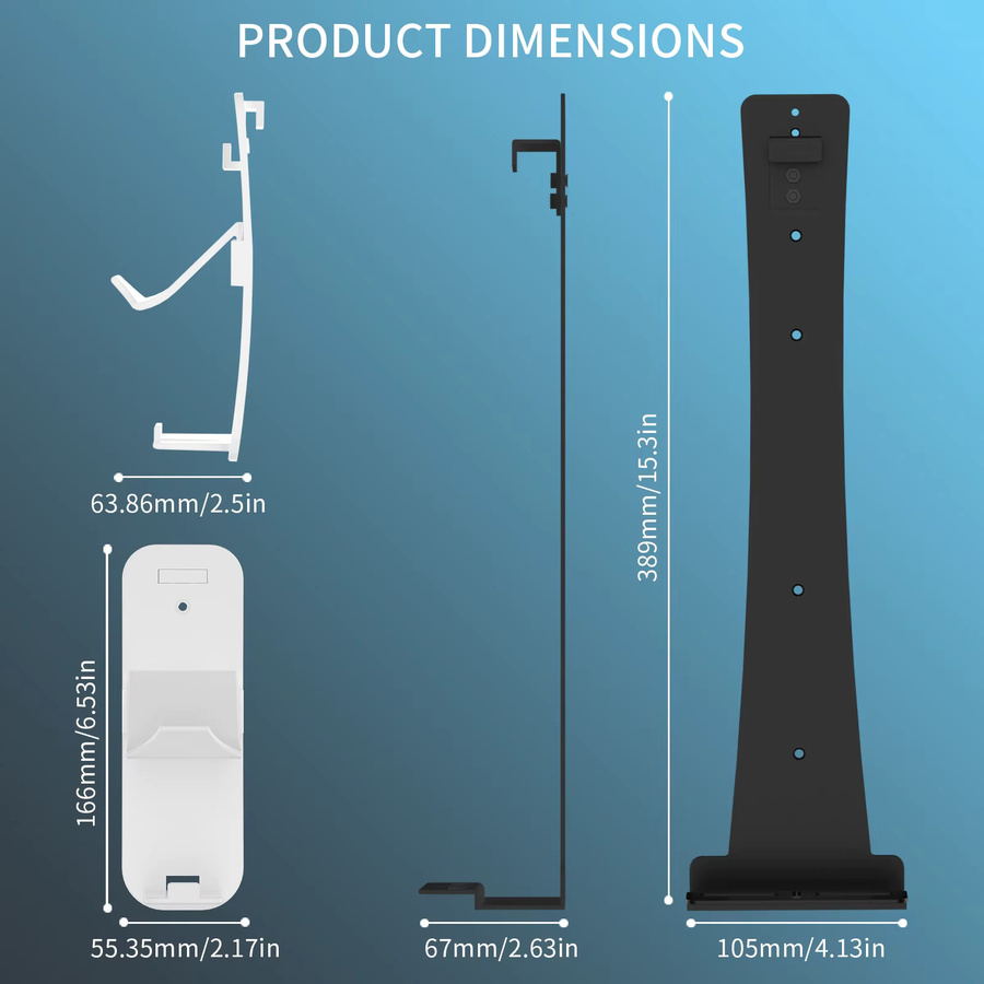 Stahl-Wandhalterung für PS5 Slim in Weiß mit Platz für Controller und Kopfhörer P5227 - Bild 2