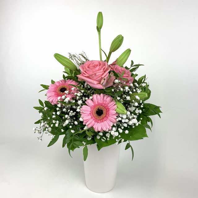 Chiara Bouquet Mixed Gerbera Rose Lily Greenery Pink - Bild 1