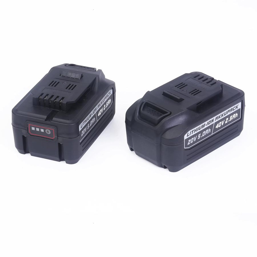 2er-Set Ferrex Lithium-Ionen-Akku Ersatz für Akku-Werkzeuge und Gartengeräte, 20/40 V, 5 Ah/2,5 Ah, Schwarz - Bild 1