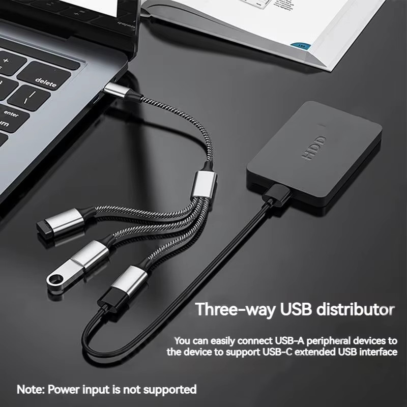 USB-C Hub Erweiterung mit 3 Ports für Computer, Laptop und MacBook als USB-Kabel-Splitter mit OTG-Unterstützung - Bild 4