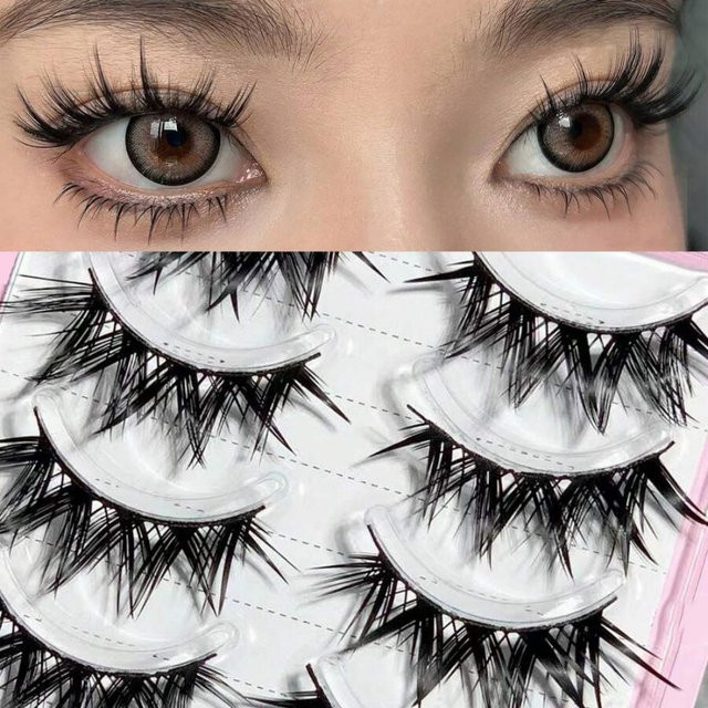 Falsche Wimpern Cartoon-Stil, Black, 5 Paar, Unisex - Bild 1