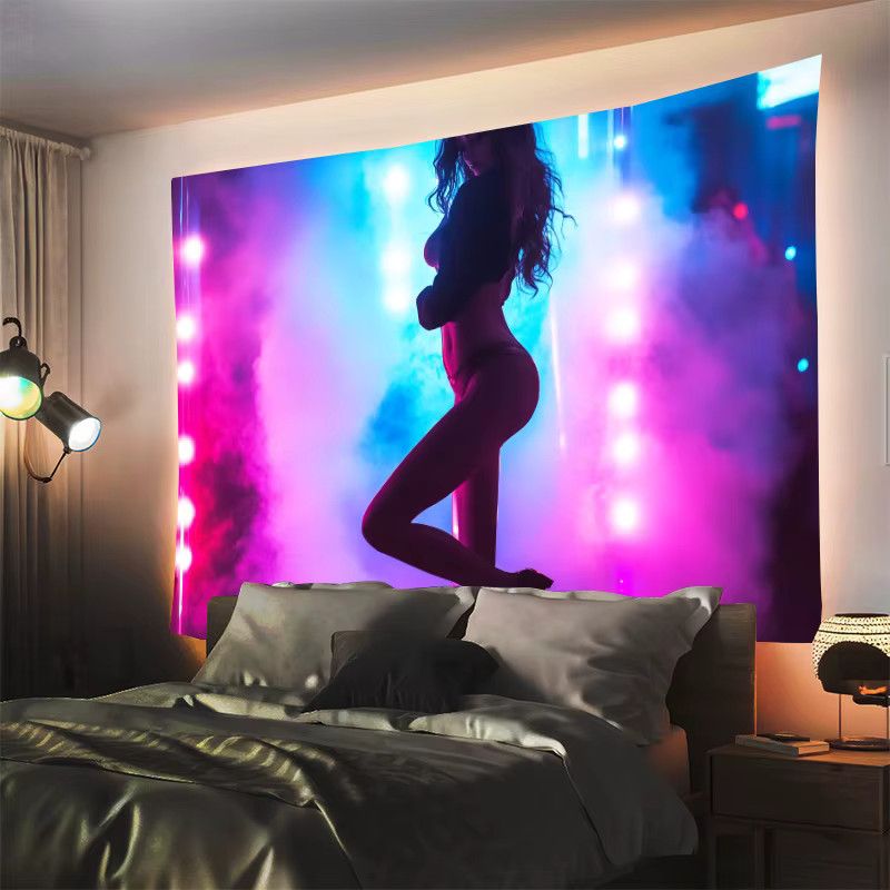 VIKAMA Pole Dance Wandteppich im Nachtclub-Stil mit blau-rosa Farbverlauf, B/H: 60 x 40 cm - Bild 2