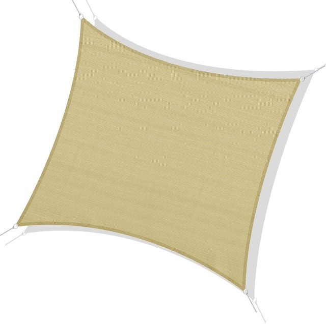 Outsunny Quadratisches Sonnensegel aus atmungsaktivem HDPE in Sand/Beige mit UV-Schutz 95%, B/B/B: 360 x 360 x 360 cm - Bild 1