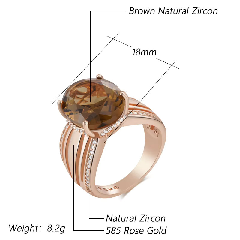 Kinel Ring, 585 Roségold, Braun, Zirkon, Damen - Bild 2