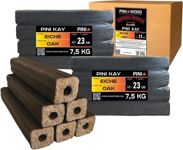 PINI Kay Eichenholzbriketts mit Zugloch, 15 kg - Bild 1