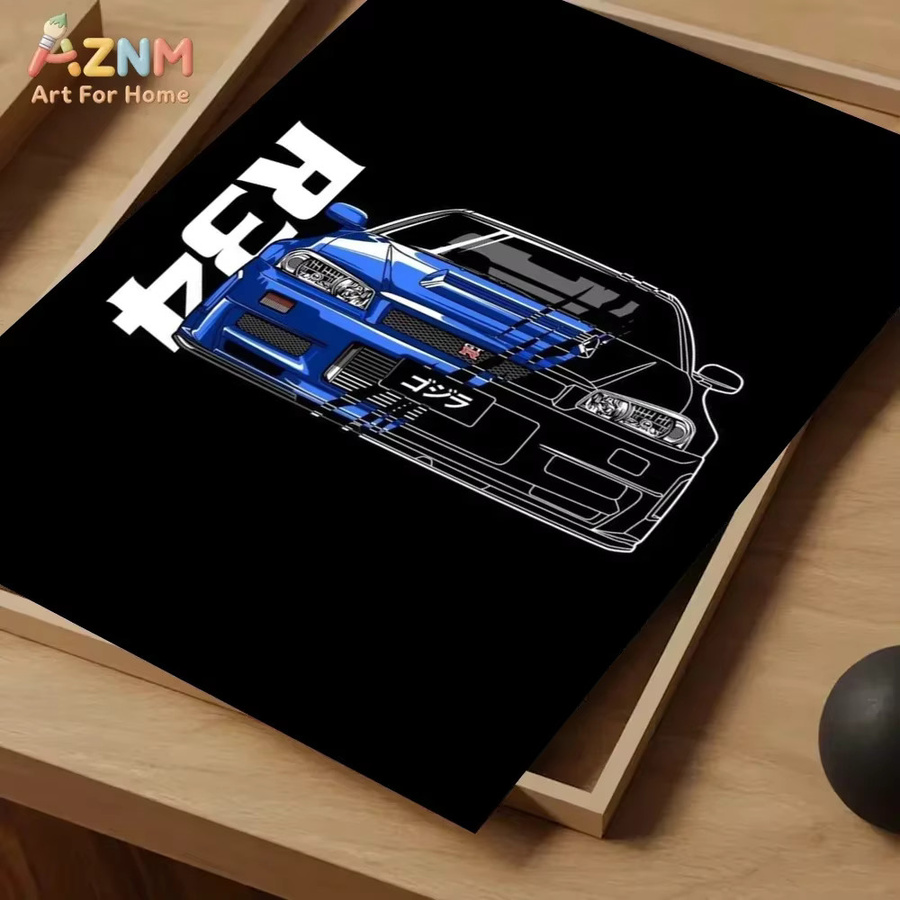 AZNM Leinwand-Wandkunst Nissan Skyline GT-R R34 Silvia S15 JDM Klassisches Japanisches Sportwagen-Poster in Mehrfarbig - Bild 2
