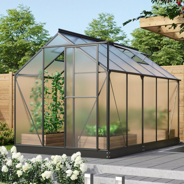 Vitavia Gewächshaus Triton 6200 in Schwarz mit Stahlfundament und 4 mm HKP, B: 198 cm, T: 317 cm, 6,2 m² - Bild 1