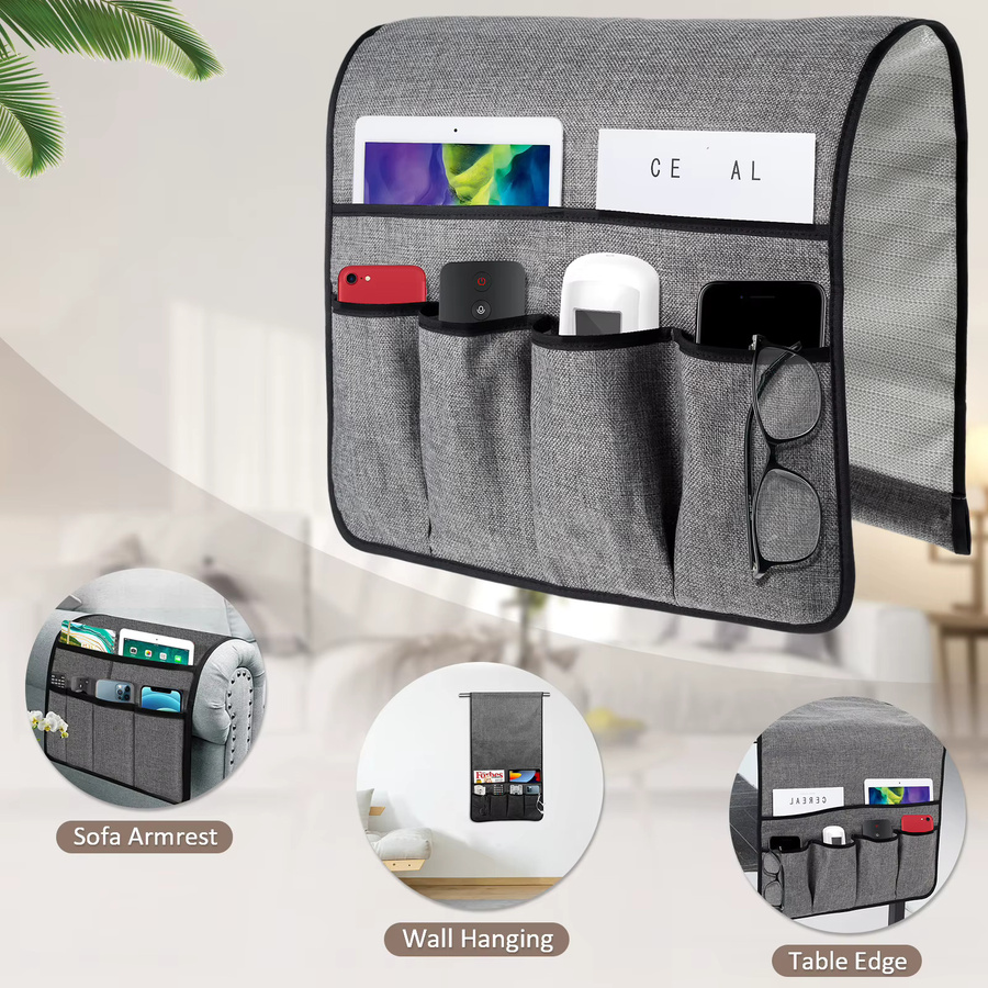 Willstar Sofa-Armlehnen-Organizer in Grau mit 6 Taschen, rutschfeste Aufbewahrungstasche für Sofa und Sessel zur Aufbewahrung von Fernbedienung und Mobiltelefon - Bild 4