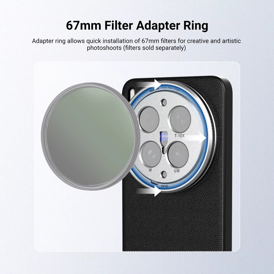 NEEWER Schutzhülle für VIVO X300 ULTRA und VIVO X300 PRO, TPU und PC Lederhülle mit 17mm Objektivhalterung und 67mm Filteradapter, Schwarz - Bild 4
