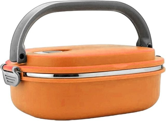 Mixingtime Isolierte Edelstahl Lunchbox mit mehreren Ebenen und Fächern, Silber/Orange - Bild 1