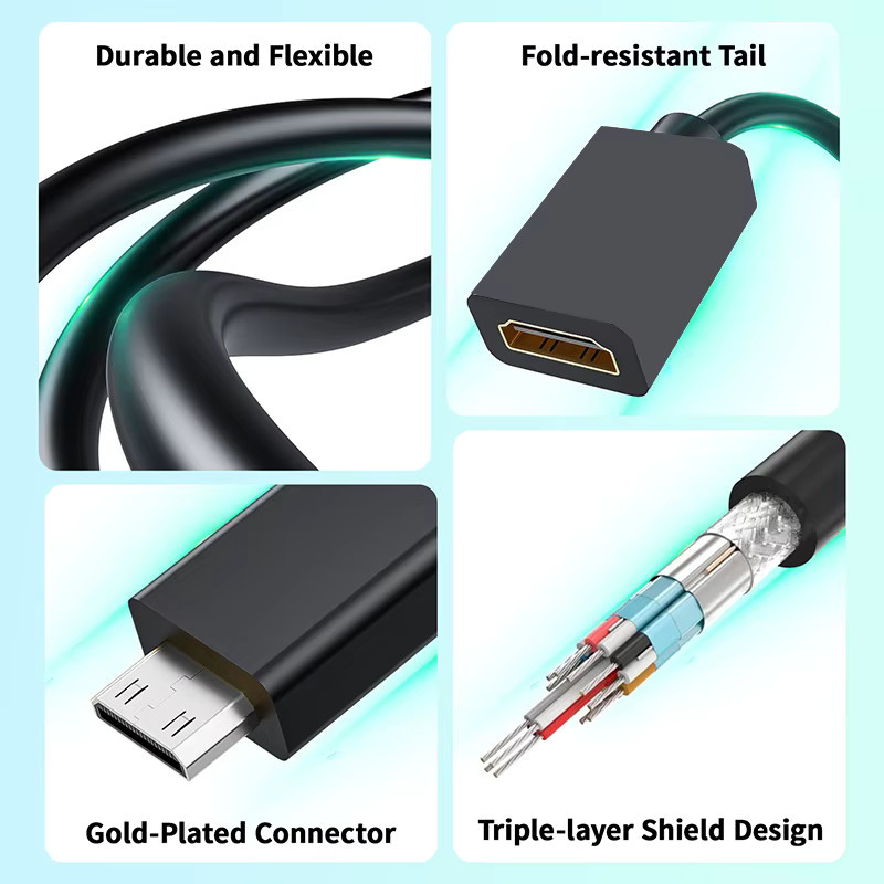 HDmatters Mini HDMI zu HDMI Kabel Adapter Konverter 4K 60Hz in Schwarz - Bild 5
