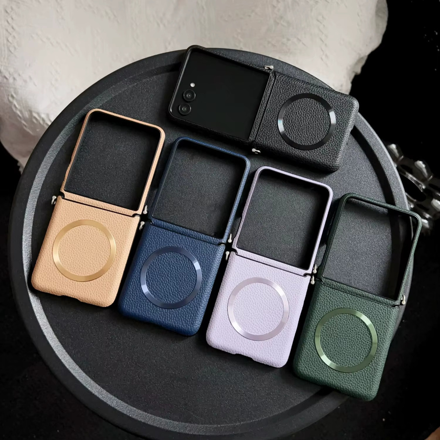 MagSafe kompatible Schutzhülle aus Litchi-PU-Leder für Motorola Moto Razr 60 50 Ultra Plus 2024 in Schwarz - Bild 2