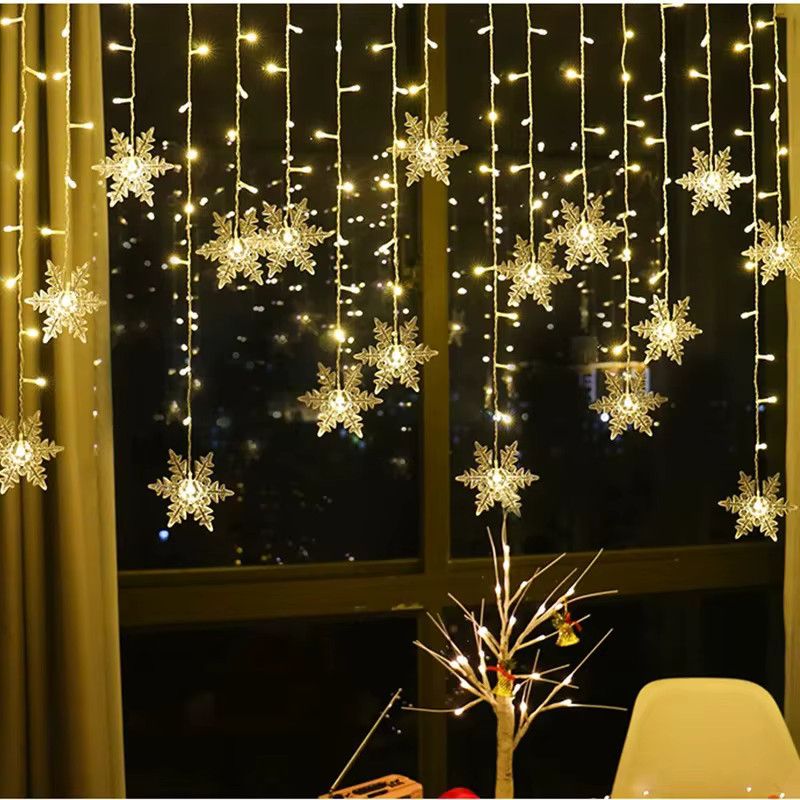 4M Schneeflocken LED Lichterkette mit Blinkfunktion, wasserdichter Fee-Vorhang für Weihnachts-, Party- und Hochzeitsdekoration, 4 m - Bild 2
