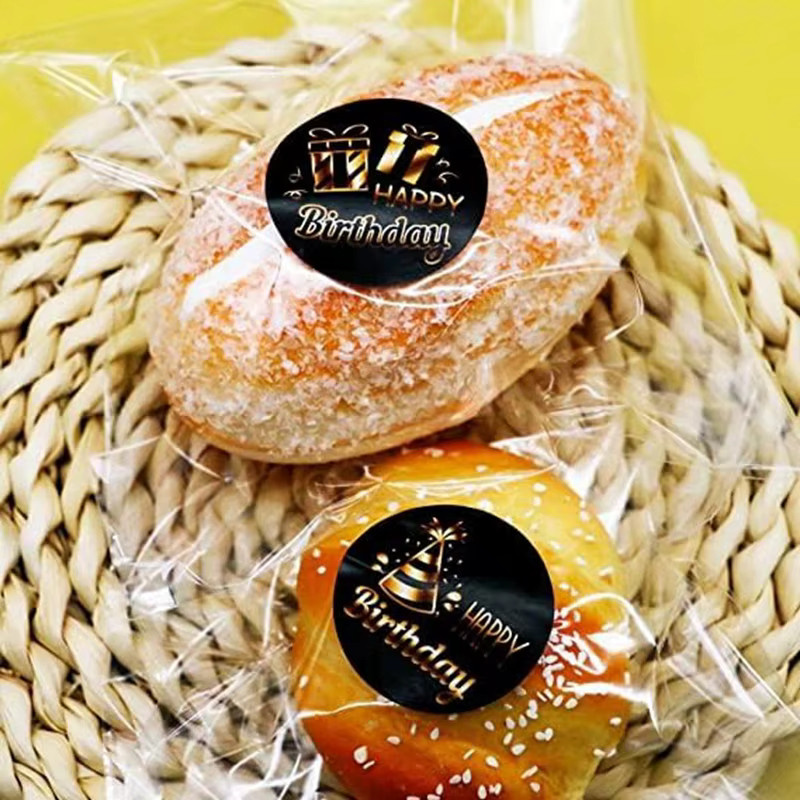 TYFYO Happy Birthday Aufkleber in Schwarz und Gold, runde Papieraufkleber für Geschenktüten, Karten und Schreibwaren, 100 Stück - Bild 4
