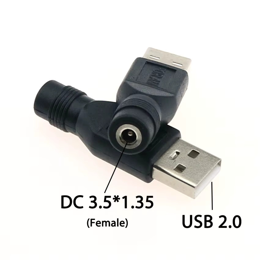 Cltgxdd USB 2.0 auf DC-Stromanschluss Laptop-Konverter-Adapter, Schwarz, DC 3,5 x 1,35 mm / 4,0 x 1,7 mm Buchse auf USB Stecker - Bild 2