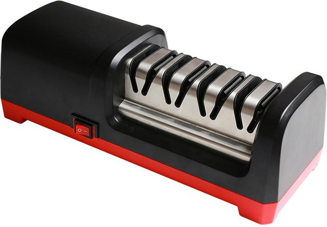 Elektrischer Messerschärfer von aimo in Schwarz mit 3 Stufen und winkelgeführter Federbelastung für professionelle Ergebnisse - Bild 1