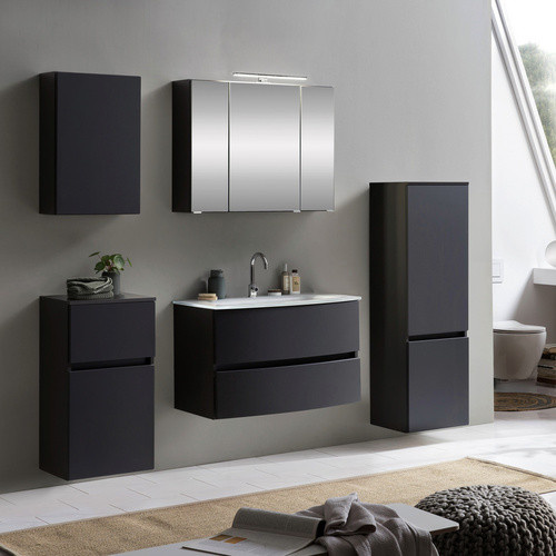 HELD MÖBEL Waschtisch-Set KOPENHAGEN in Grau, 7-teilig, modern mit LED-Beleuchtung und Soft-Close-Türen, B/T/H: 130 x 40 x 35 cm - Bild 2