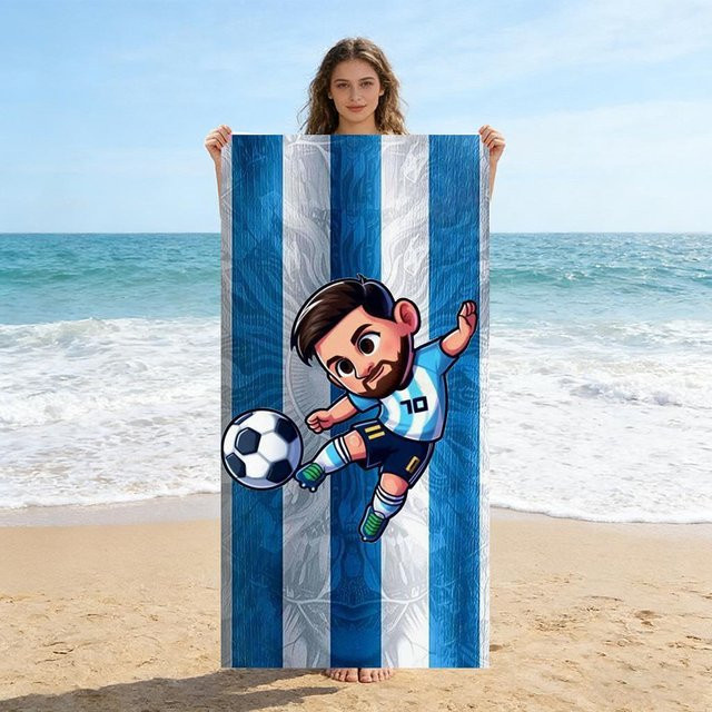 Chibi Messi Strandtuch von JMG Household Supplies, blau, B/H: 70 x 140 cm, schnelltrocknend - Bild 1
