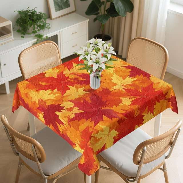 Quadratische Tischdecke JMG Household Supplies mit goldenem Herbst-Ahornblatt-Design, waschbar, B/B/B: 152 x 152 x 152 cm - Bild 1