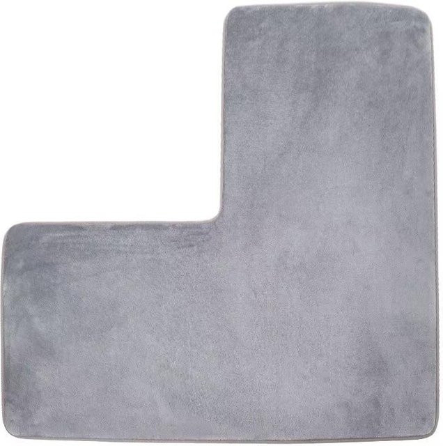L-förmige Badezimmerbodenmatte aus Korallenvlies von Yiran Health & Beauty, Grau, 80 x 80 cm - Bild 1