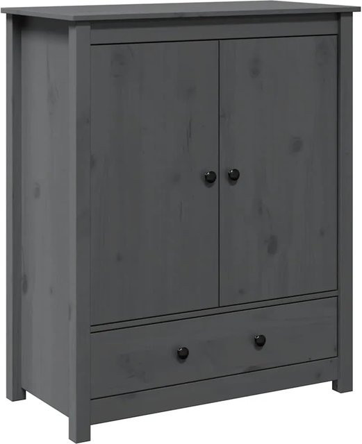 vidaXL Highboard aus massivem Kiefernholz in Grau mit Türen und Schubladen, B/T/H: 83 x 41,5 x 100 cm - Bild 1