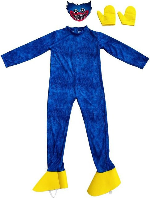 IcicleKemp Poppy Playtime Huggy Wuggy Cosplay Body Overall, Maske, Handschuhe, Blau - Bild 1