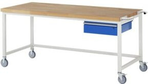 Fahrbare Werkbank Rau 8001 in Grau und Multicolour mit 1 Schublade, B/T/H: 200 x 90 x 88 cm - Bild 1