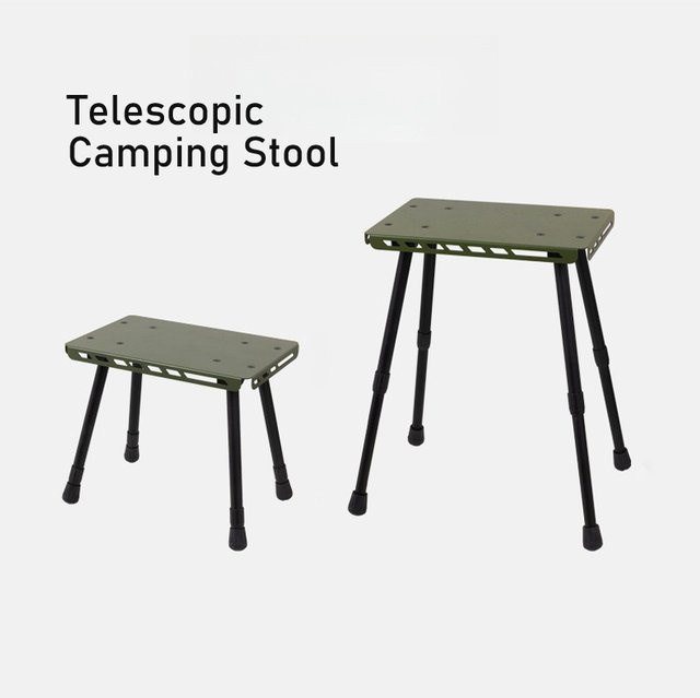 Leaftour Teleskop Camping Hocker aus Metall in Beige, Tragbarer Klapphocker für Outdoor und Garten - Bild 1