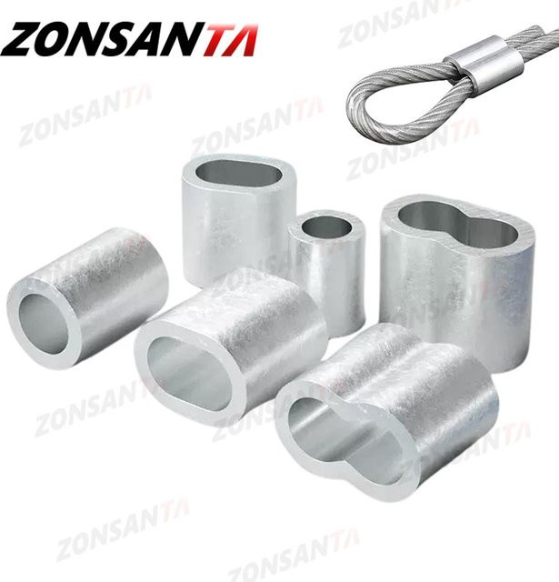 Aluminium Drahtseil-Crimp-Befestigungsclip in Silber, ovaler Verbindungsclip mit fester Hülse für Drahtseile von 0,5 mm bis 16 mm - Bild 1