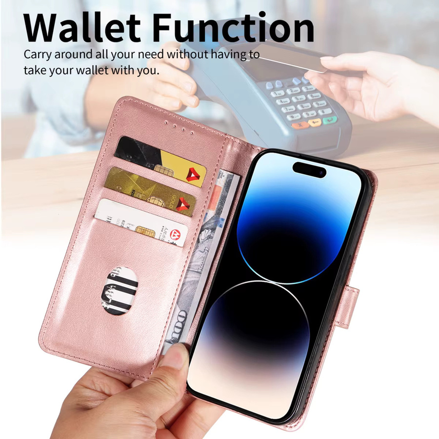 EAACAA Kunstleder-Handyhülle für iPhone mit magnetischer Halterung, stoßfest und staubdicht, in Orange oder Pink - Bild 4