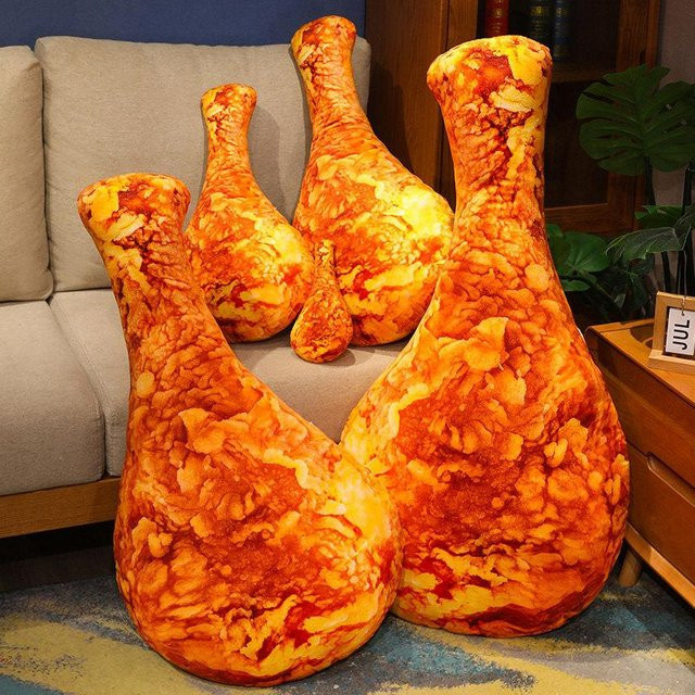 Binchi Fitness Kreatives Sofakissen in Form von knusprigen Hähnchenschenkeln, Plüschkissen Rot/Orange - Bild 1