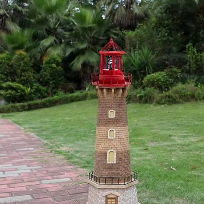 Solarbetriebener LED-Leuchtturm in Rot als maritime Gartendekoration mit 360 Grad Rundumlicht und wasserdichter Funktion - Bild 2