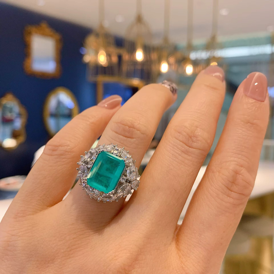 LJDZSW Verlobungsring, Paraiba Rubin, Smaragd, Damen - Bild 2